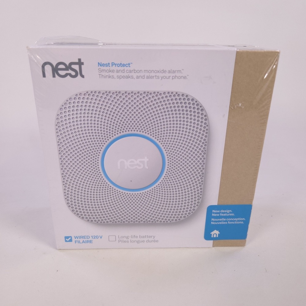 Google Nest Protect Smoke Carbon Monoxide Alarm Wired 2nd Gen New 10/2025 Sealed